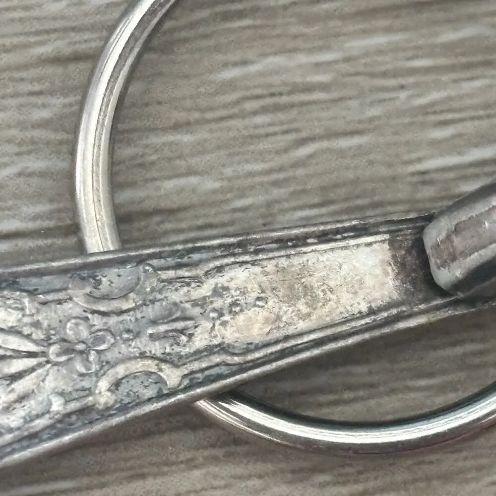 Vintage Silver Plate Spoon Handle Keychain Upcycled Boho Antique Flatware 3 Inch
